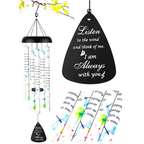 Fabuday Memorial Gifts Sympathy Wind Chimes - Windchime in Loving Memory of Loved One, Bereavement Gifts for Loss of Mom/Dad, Condolences Grief Remembrance Funeral Grieving, Dragonfly