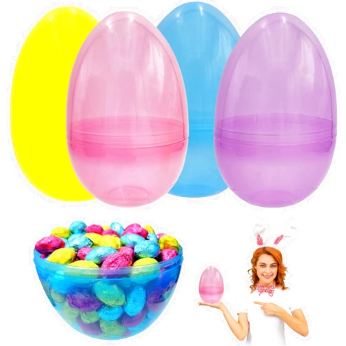 The Dreidel Company Massive Translucent Colorful Bright Plastic Easter Eggs, Perfect For Easter Egg Hunt, Surprise Egg, Easter Hunt, Assorted Colors, 8