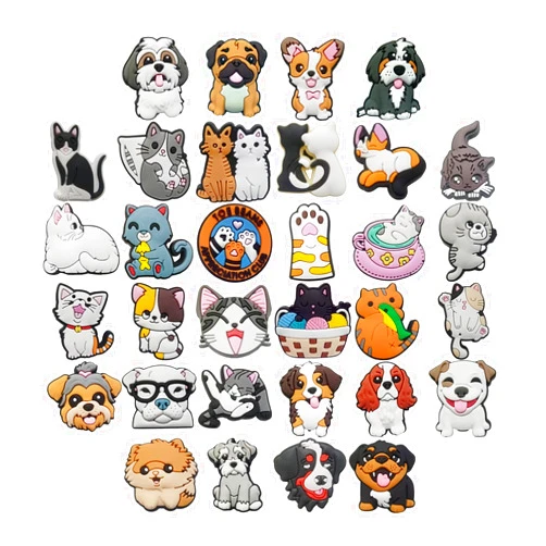 WO CATS WOCATS 32 pcs Shoe Charms about Sports,Basketball,Football,Baseball,Soccer,Volleyball,Cats and Dogs Pets Clogs Shoe Decoration Charms Perfect cute gifts to family,friends,boys girls kids,teens,men women adults