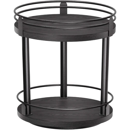 Creso hom Lazy Susan Organizer, 2 tier Rotating Spice Rack, Lazy Susan 360 Degree Turntable Spice Holder Rack for Cabinet and Kitchen Countertop, Makeup Skincare Organizer Rack, Black