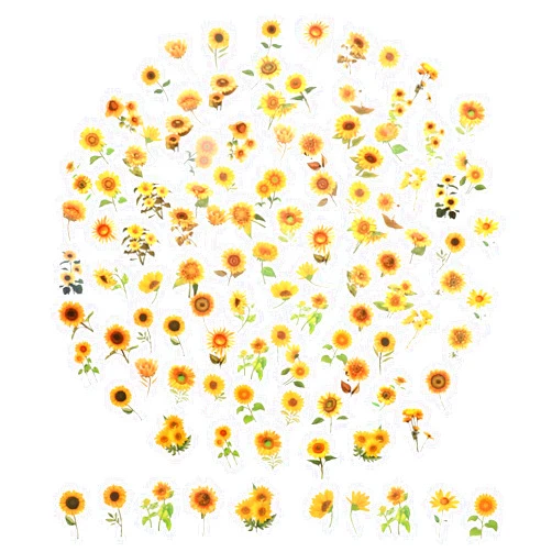 Xthrotsenk 100 Piece Transparent Floral Stickers Small Sunflower Stickers Vintage Flower Stickers 50 Designs Watercolor Flower Stickers for Scrapbooking Envelope Journal Water Bottle Phone Case DIY Crafts