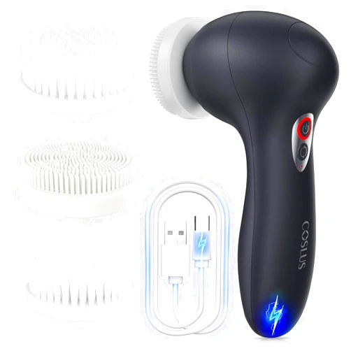 COSLUS Facial Cleansing Brush Face Scrubber: Rechargeable Electric Spin IPX7 Waterproof Cleanser Brush - 2 Rotational Directions 3 Speeds Adjustable for Men Women Deep Cleaning