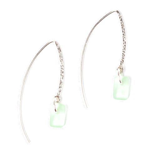 EcoSeaCo Sea Glass Sweep Earrings (Seafoam) - Sterling Drop Earrings by EcoSeaCo, using recycled and sustainable material. Handmade in the USA