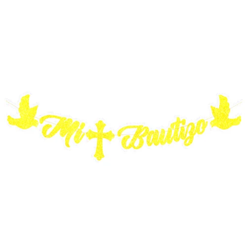 Uniwish Glitter Mi Bautizo Banner Decorations Spanish Baptism Baby Shower Party Photo Backdrop Christening First Communion Decorations for Boys Girls