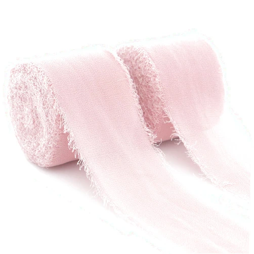 QingHan Dusty Rose Fringe Chiffon Ribbon: 1.5 Inch 20 Yards Roll