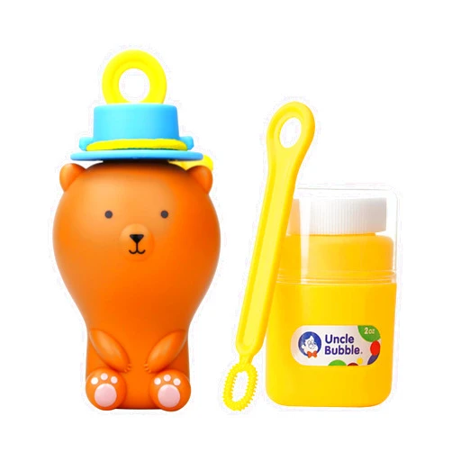 UNCLE BUBBLE Fun Anti-Spill Pals - More Play, Less Mess | Spill-Resistant | Incl. Lovely Bear, Bubble Solution & 2 Bubble Wands | Toy for Kids Child Birthday Party Favor Wedding | Perfect for Summer