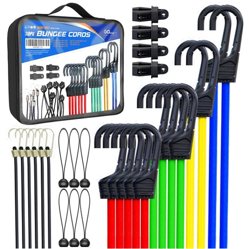 GOEASY0312 Bungee Cords Heavy Duty Outdoor - 30 PCS Bungee Cords Assorted Sizes in Carry Bag includes 10