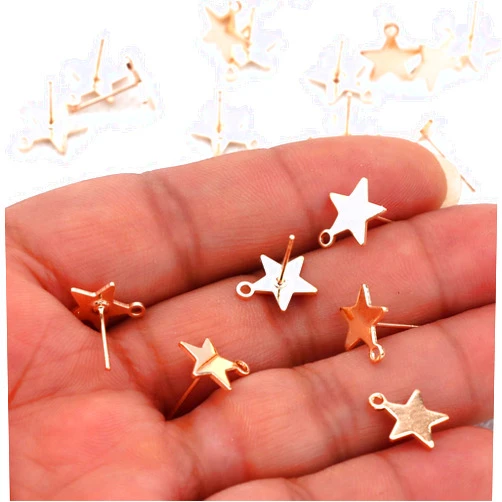 Aorvoras Gold Plated Brass Earring Post -Brass Earring Charms-Star Shape Earring Connector-Earring Pendant-Earring Findings Jewelry Supply (20PCS)