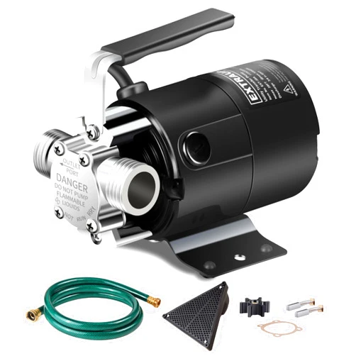 EXTRAUP Water Transfer Pump, 115V 330GPH Portable Electric Utility Water Pump with 6' Water Hose Kit, Low Suction Water Removal for Water Beds, Garden, Ponds, Pool, Rain Barrel, Aquariums, and More