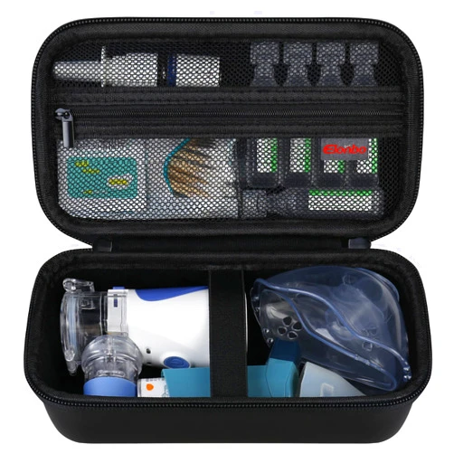 Elonbo Carrying Case for Portable Handheld Inhaler Nebulizer Machine for Adults and Kids, Asthma Inhaler Travel Case, Handheld Mesh Atomizer Machine Holder, Inhaler Spacer Bag, Black