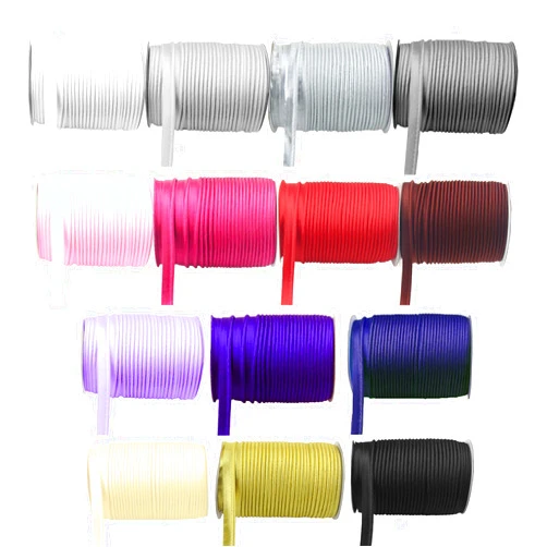 Kyezi Design and Craft 1/8 inch 3mm Cord-Edge Piping Satin Trim, Lip Cord Piping by The Yard, Trim for Clothing Pillows, Lamps, Draperies (Mixed - Random Colors, 10 Yards)
