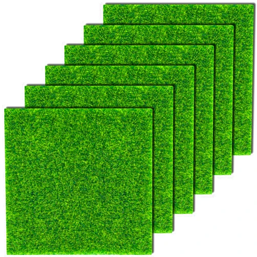 KISEER 6 Pack Fairy Garden Grass 6 x 6 Inches Miniature Artificial Craft Grass for Dollhouse Ornament DIY Decoration