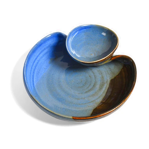 The Barrington Garage American Handmade Small Chip & Dip Bowl by Holman Pottery, Blue Earth, Each One Varies