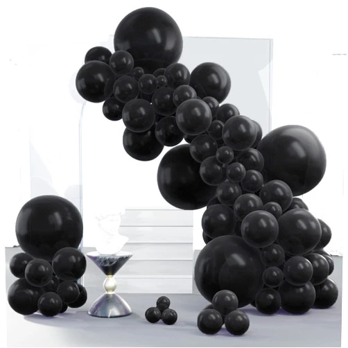 PartyWoo Black Balloons 140 pcs Different Sizes Pack of 18 12 10 5 Inch Matte Black Latex Balloon Arch Kit Garland for Graduation Halloween New Year Anniversary Birthday Party Decorations Black-Y18