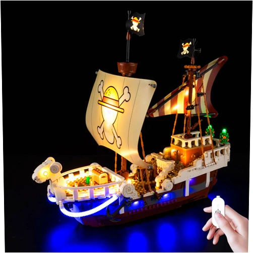 Kyglaring Upgrade Touch Control & Dimmable LED Light Kit for Lego ONE Piece The Going Merry Pirate Ship 75639 Building Blocks, Lighting Accessories for Lego 75639 Model Set, Lights Only