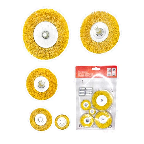 OSFTBVT Crimped Steel Wire Wheel Brush 5pcs Kit 1/1.5/2/2.5/3in for Drill with 3pcs 1/4