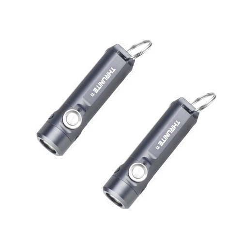 ThruNite Ti Keychain Flashlight, Bright 650 Lumens LED Portable Light, Compact USB-C Rechargeable Battery Mini Flash Light, Small EDC Pocket Torch Light for Camping, Everyday Carry, Grey (2PCS)
