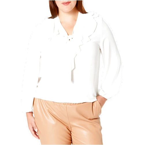 Kasper Women's Ruffled Blouse W/Tie Front