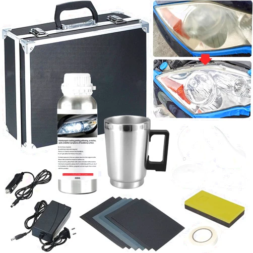 Pmbqifay Headlight Restoration Kit, Car Headlight Polish Repair Renovation Kit with 200ML Repair Liquid for Repair Headlight Yellowing, Haze, Oxidation, Scrashes
