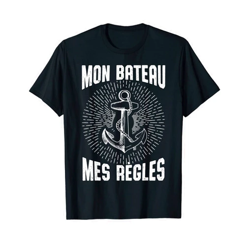 Capitaine cadeaux & dictons fête des pères Mens Captain My Boat Rules Boat Motor Boat Gift Sailor T-Shirt