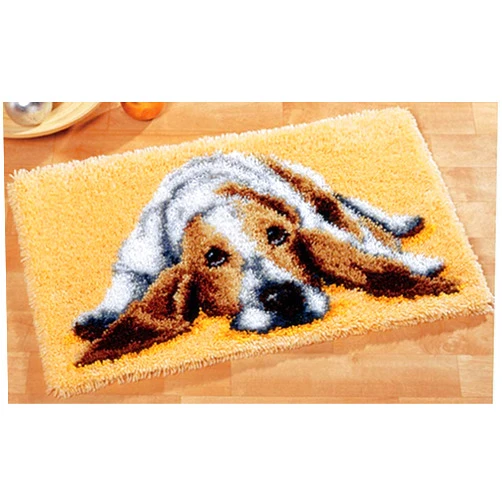 YAKOLECI Latch Hook Kits for Adults Kids, Dog Pattern Rug Handmade Craft DIY Shaggy Home Decoration (19.6''x11.8''Dog)