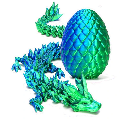 Zobetro 3D Printed Dragon Easter Basket Stuffers Surprise Egg,Articulated Crystal Dragon in Egg,Executive Dragon Fidget Desk Toys,Christmas Decorative Easter Egg Fillers Gifts for Boys Kids (Green)