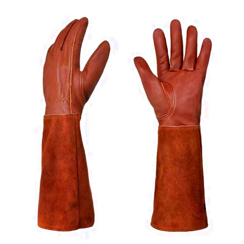 KINDE Gardening Gloves Women/Men - Thorn Proof Cowhide Leather Rose/Blackberry Pruning Long Forearm Protection Gauntlet