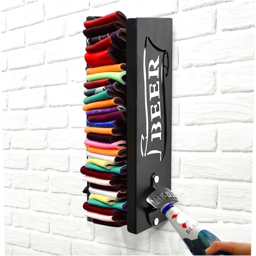 Palksky Small Can Cooler Holder With Bottle Opener Wall Mounted, 2 in 1 Metal Can Cooler Dispenser Custom Organizer for Beer Cozy Storage Drinker Creative Cool Stuff Christmas Gifts