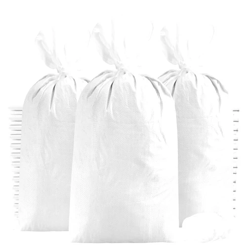 FUNSUEI 50 Pack 18 x 28 Inches White Sand Bags, Woven Polypropylene Empty Sandbags for Flood Protection, Traffic Control, Hurricane Barriers, Erosion Control, Driveway