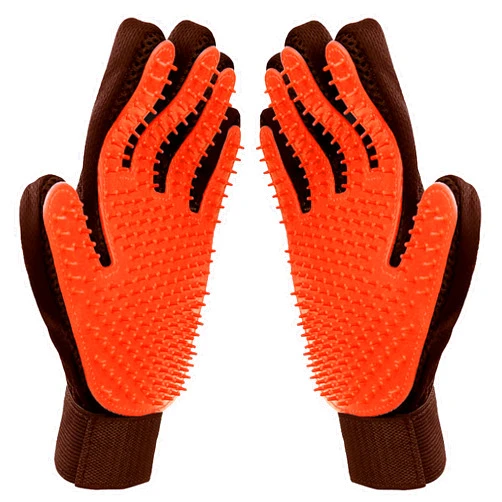 Raw Paws Grooming Gloves, 2 ct - Soft-Tip Pet Grooming Gloves for Dogs, Cats & Horses - Cat Deshedding Glove - Cat Gloves for Grooming - Dog Deshedding Glove - Cat Grooming Gloves - Dog Brush Glove