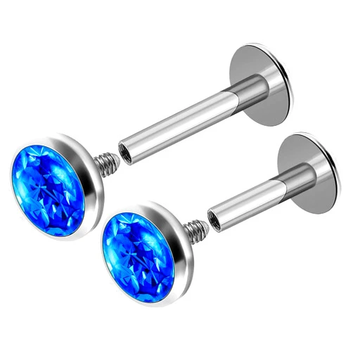 MATIGA 2Pcs Internally Threaded Steel 16g 6mm 8mm Labret Rings Piercing Jewelry Cartilage 4mm flat top Ferido Crystal More Choices