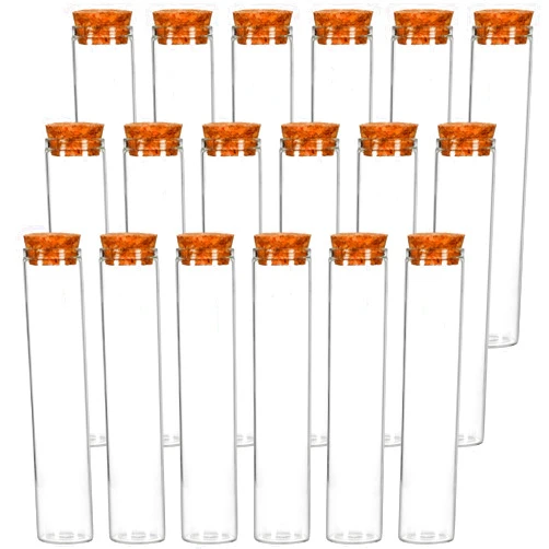 SUPERLELE 18pcs Glass Test Tube, 25×120mm Clear Flat Test Tubes with Cork Stoppers for Plants Propagation, Scientific Experiments, Bath Salt and Candy Storage