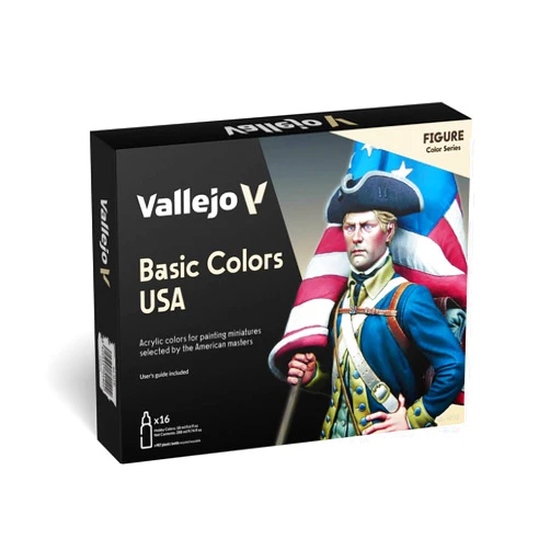 Vallejo Basic USA Acrylic Colors Paint Set, 17ml, Assorted Colors, 0.57 Fl Oz (Pack of 16)