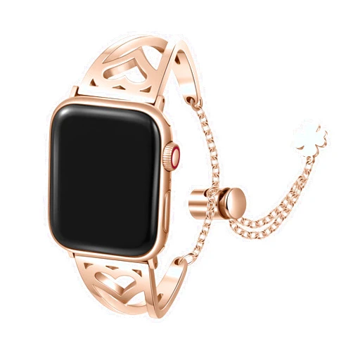 STARAMZ Bracelet Bands Compatible with Watch Bands 38mm 40mm 41mm 42mm 44mm 45mm, Stainless Steel Heart Design Cuff Dressy Bangle Bracelet Wristband for Watch Series 7/6/5/4/3/2/1/SE