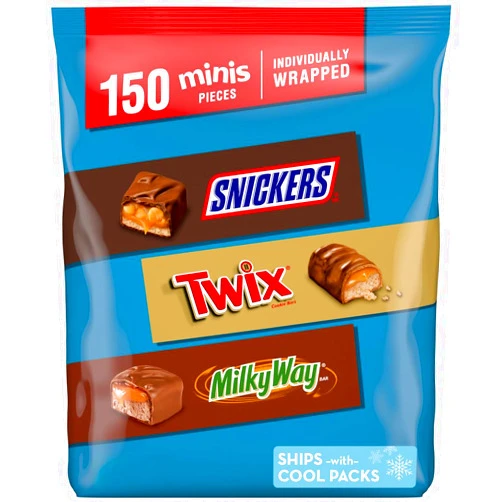 Mars MILKY WAY, SNICKERS Original, & TWIX Minis Candy, 46.86 Oz Bag