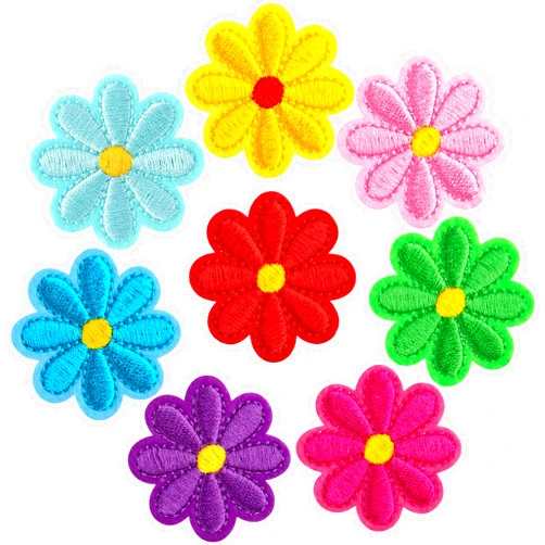 PAGOW 8 Pcs Flower Iron on Patches, Cute Daisy Flower Applique Patch, Sew On Embroidered Applique Sewing Patches for Bags, Jackets, Jeans, Clothes DIY Patches, 1.57x1.57inch (W*H), 8 Colors
