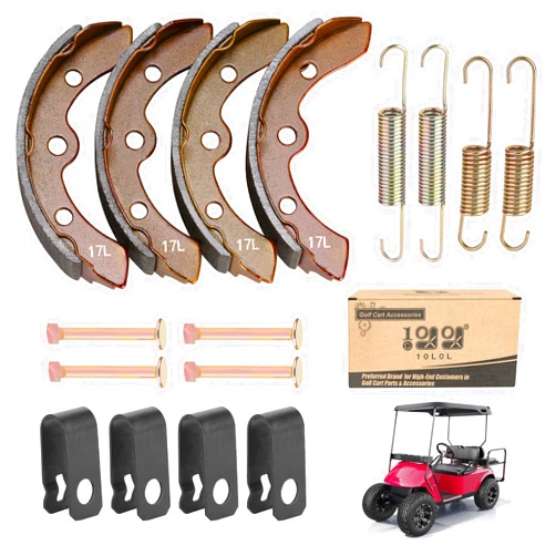 10L0L Golf Cart Brake Shoes & Brake Spring Kit for Club Car DS 1995-up/Precedent 2004-up, for EZGO 1986.5-1995, for Yamaha G1 1982-up, for Yamaha G2 G8 G9