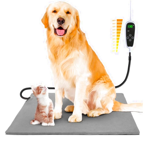 Yimobra 14 x 18 Pet Heating Pad, Upgraded Heating Film Technology Make Temperature More Evenly Comfortable and Safer, 1-24h Auto Power Off and Adjustable Temperature Heated Dog Cats Bed or Mat