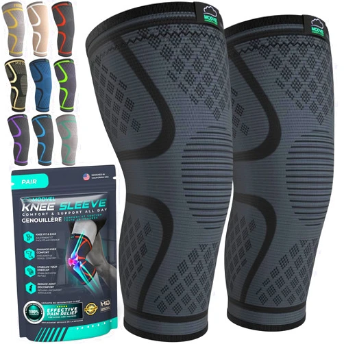 Modvel Compression Knee Brace for Women & Men - 2 Pack Knee Brace for Women Running Knee Pain, Knee Support Compression Sleeve, Workout Sports Knee Braces for Meniscus Tear ACL & Arthritis Pain Relief