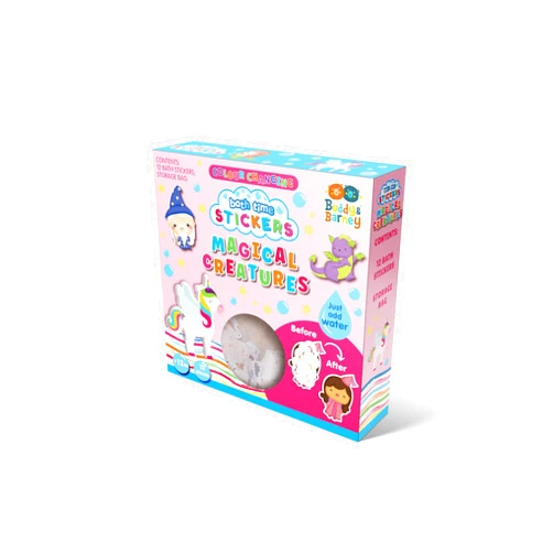 Buddy & Barney: Color Changing Bath Time Stickers - Magical Creatures - 13pc Foam Stickers & Mesh Storage Bag, Water Toy, Babies-Toddlers-Kids Ages 1+
