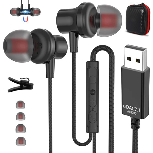 ASKUBSKU USB Headset with Microphone for PC, USB Headphones for Computer, Wired Earphones with Mute in-Line Stereo, Noise Canceling Mic Classroom Headphones for Laptop Dell Lenovo Surface PS5 Switch 8.2 Ft