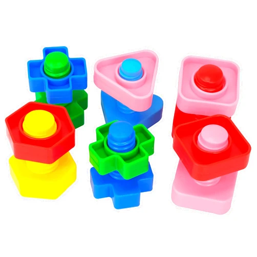 Bonka Bird Toys 3505 Pk6 Huge Nuts and Bolts Colorful Enticing Large Screw Interactive Foot Beak Throw Parrot Cockatoo Amazon African Grey Macaw Hyacinth