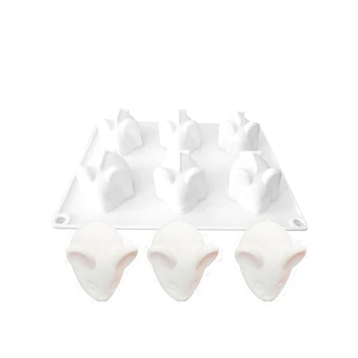 YANIYA 6-Cavity Mouse Shaped Silicone Mold Mousse Cake Decorating Mold Baking Tool for Making Chocolate, Candy, Candle, Soap, 20x17cm, As Pictures Shown