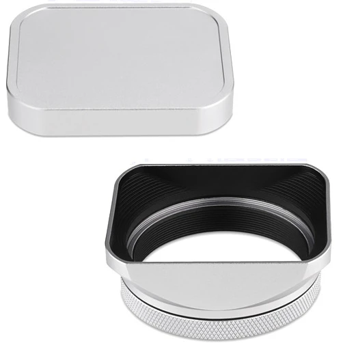 Haoge Square Metal Lens Hood for Fujifilm X100VI Fuji X100V X100F with 49mm UV Filter Adapter Ring & Metal Cap Camera Accessories Silver