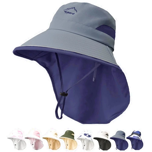 ZOORON Kids Sun Hat UPF50+ Sun Protection Boys Bucket Hat Summer Girls Beach Hats with Neck Flap Adjustable Fishing Safari Hat