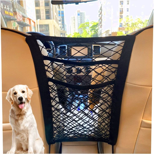 MBVBN 3-Layer Car Mesh Organizer, Seat Back Net Bag, Barrier of Backseat Pet Kids, Cargo Tissue Purse Holder, Driver Storage Netting Pouch（Upgrade Stretch Length）