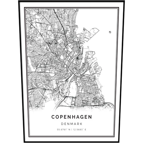Squareious Copenhagen map Poster Print | Modern Black and White Wall Art | Scandinavian Home Decor | Denmark City Prints Artwork | Fine Art Posters 11x14