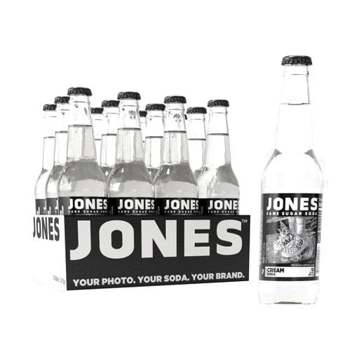 Jones Soda Co. Cream Flavor | 12-Pack | The Original Craft Soda | Made with Pure, 100% Cane Sugar | Pop Beverages/Soft Drinks | 12 Oz Glass Bottles