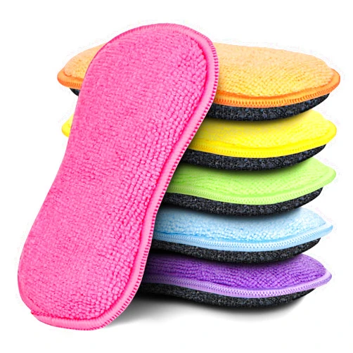 HOMEXCEL 6 Pack Multi-Purpose Scrub Sponges Kitchen, Dish Sponge, Non-Scratch Microfiber Sponge for Efficiently Cleaning Dishes, Pots, and Pans (Multicolor)