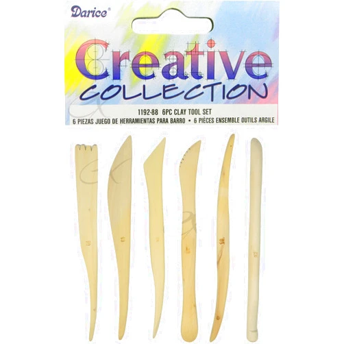 Darice 6-Piece Wooden Clay Tool Set (1192-88)